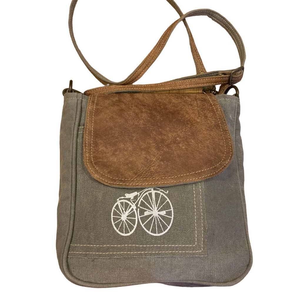 Myra‎ Bag Army Green Canvas Bicycle Crossbody Satchel Bag